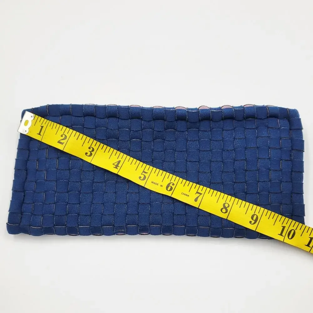 Leghila Blue Woven Neoprene Clutch Handbag Purse Multicompartment Made in Italy